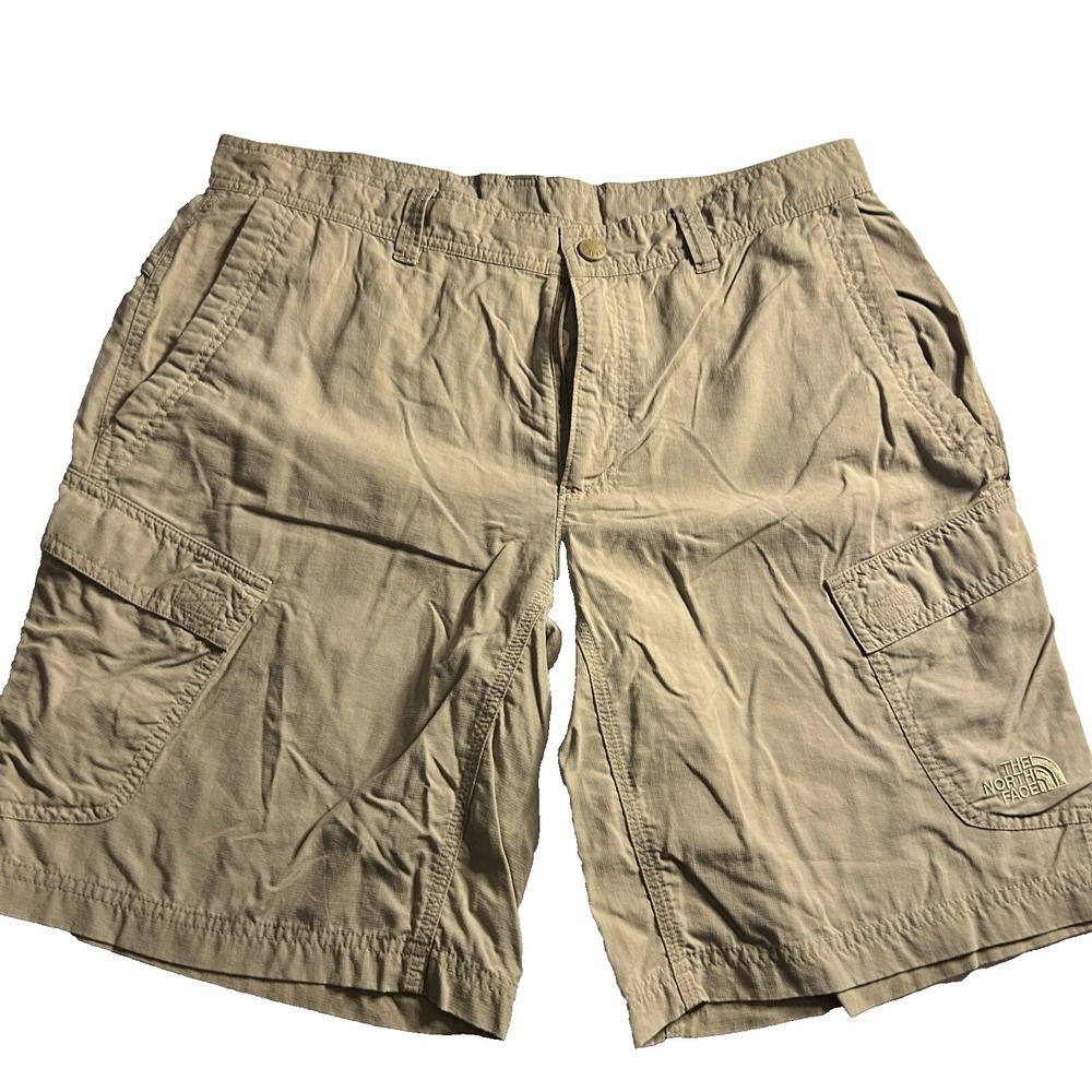 The North Face Cargo Short Mens 34 Beige Hiking Mid-Rise‎ Lightweight Nylon